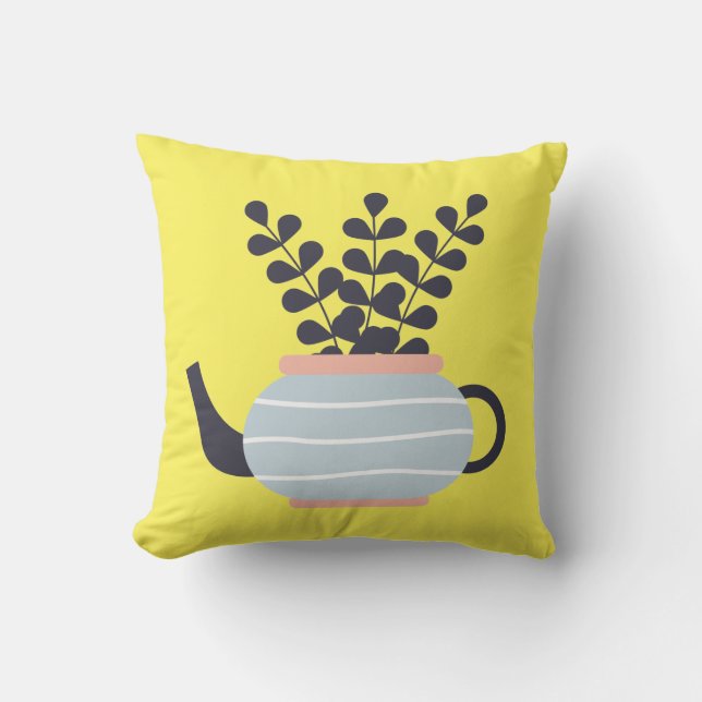 Coussin Une théière moderne simple au pastel plante (Recto)