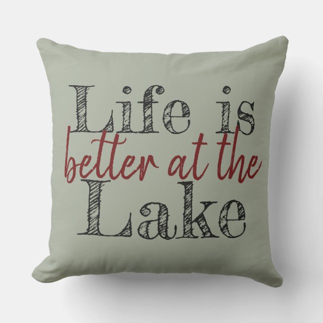 Coussin UNE VIE UNIQUE EST MEILLEURE AU LAKE lettering | (Recto)