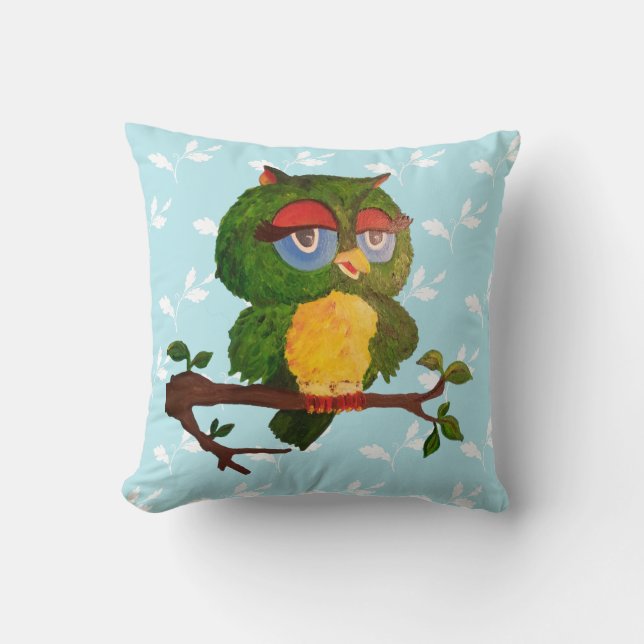 Coussin Une Vielle Chouette Sage Assis Sur Une Branche D'A (Recto)