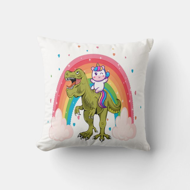 Coussin Unicorn équitation Dinosaur (Recto)