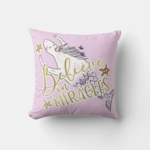 Coussin Unicorn Mermaid Moderne tendance croire en Miracle