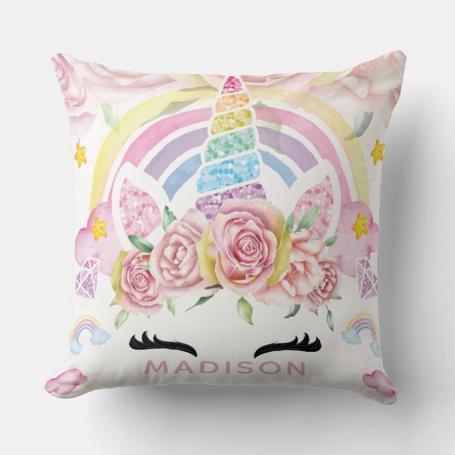 Coussin Unicorn Parties scintillant de luxe Rainbow (Recto)