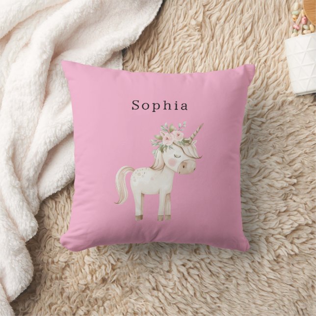 Coussin Unicorn Pink Floral (Couverture)