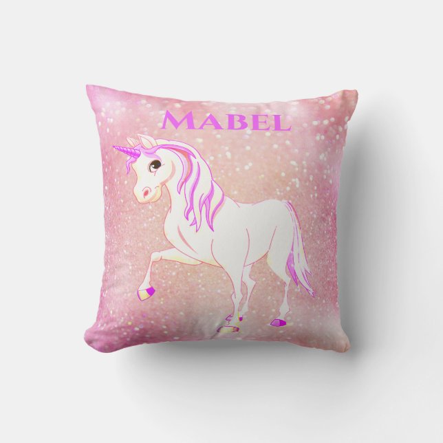 Coussin Unicorn rose Parties scintillant fille mignonne Nu (Recto)