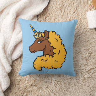 Coussin Unicorne Afro Jaune