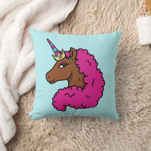 Coussin Unicorne Afro Rose Chaud (Couverture)