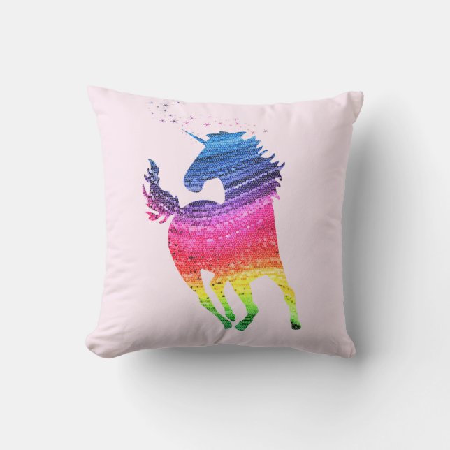 Coussin Unicorne arc-en-ciel (Recto)