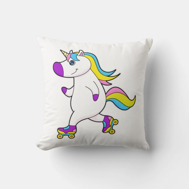 Coussin Unicorne au patinage en ligne avec patins à roulea (Recto)