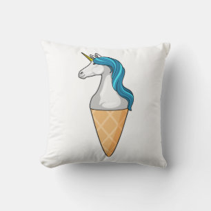 Coussin Unicorne avec crème glacée gaufre