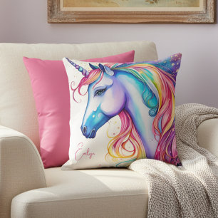 Coussin Unicorne avec nom personnalisé