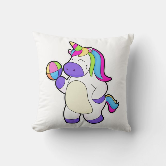 Coussin Unicorne avec volleyball (Recto)