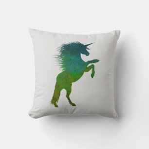 Coussin Unicorne bleue et verte