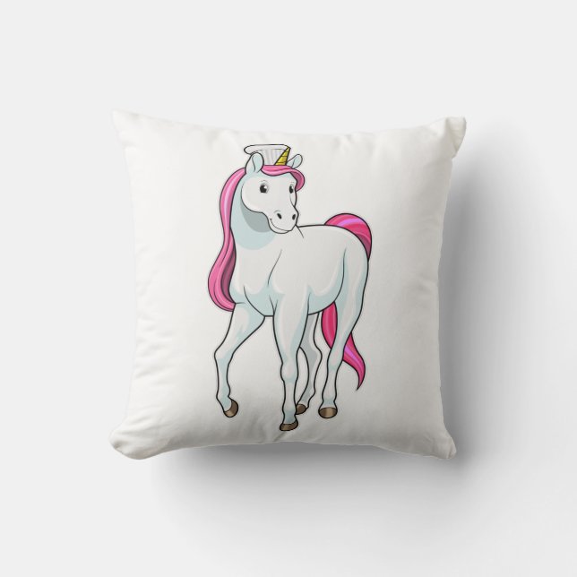 Coussin Unicorne comme Cuisinière avec casquette chef (Recto)