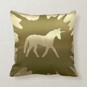 Coussin unicorne dorée