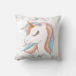 Coussin Unicorne dormant et étoiles Pastel