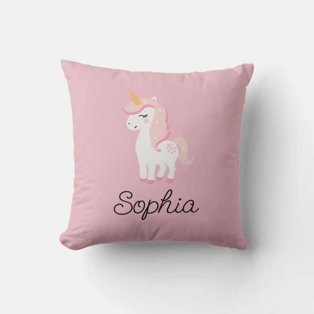 Coussin Unicorne, Fée, Magie - Nom personnalisé (Recto)