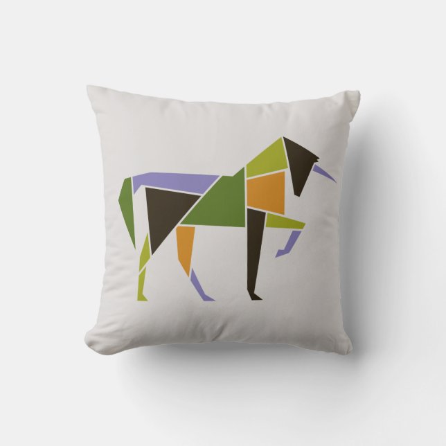 Coussin Unicorne géométrique Moderne Abstrait Tangram Anim (Recto)