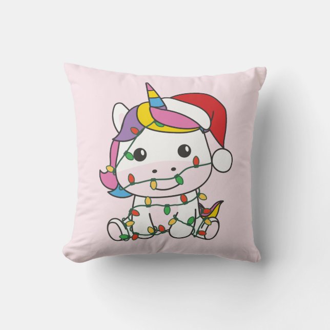 Coussin Unicorne Noël Animaux d'hiver de vacances Unicorne (Recto)