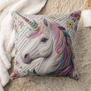 Coussin Unicorne quadrillée