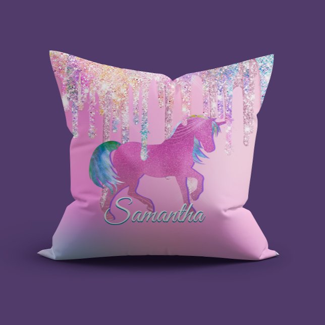 Coussin Unicorne rose arc-en-ciel mignon Parties scintilla (Créateur téléchargé)