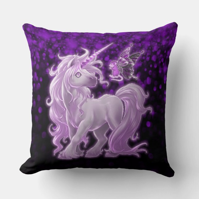 Coussin Unicorne rose d'Améthyste (Recto)