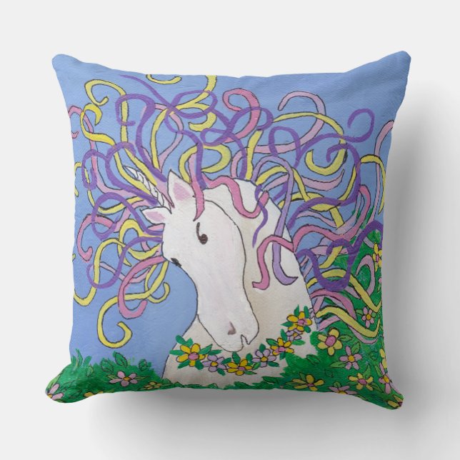 Coussin Unicorne rose et violet (Recto)