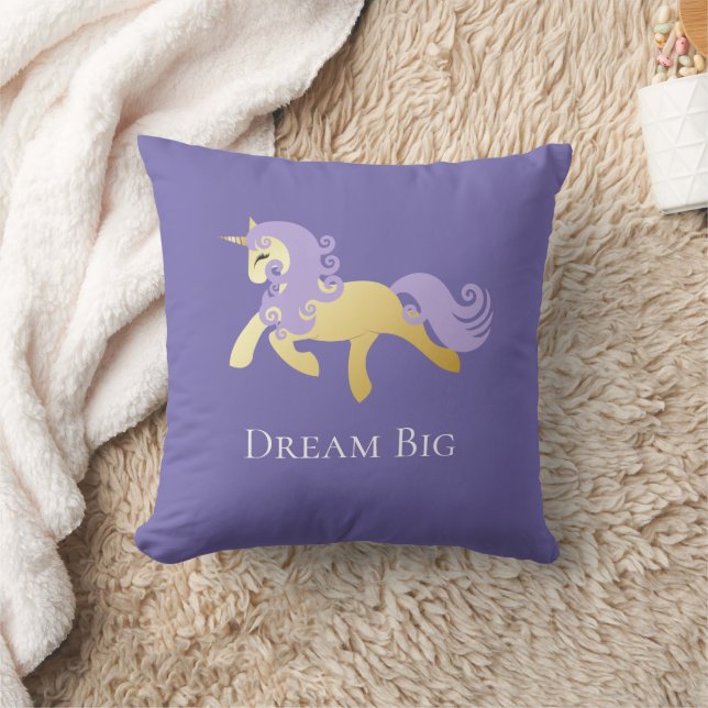Coussin Unicorne violette or (Couverture)