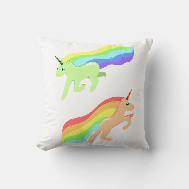 Coussin Unicornes arc-en-ciel (Recto)