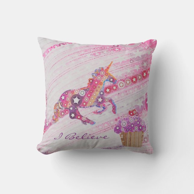 Coussin Unicornes - Cadeaux pour les filles personnalisées (Recto)