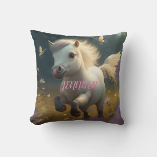 Coussin Unicornes florales personnalisées, petit poney vol