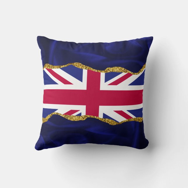 Coussin Union Jack Cushion Marine Gold Bordure Jeu d'oreil (Verso)