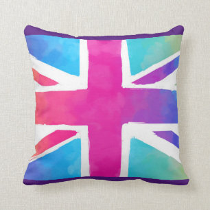 Coussin Union Jack Flag à Bright Watercolors