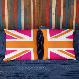 Coussin Union Jack mi-rose et orange