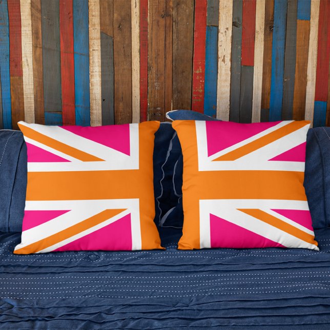 Coussin Union Jack mi-rose et orange (Créateur téléchargé)