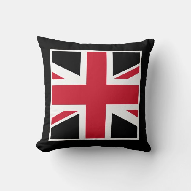 Coussin Union Jack noire et rouge (Recto)