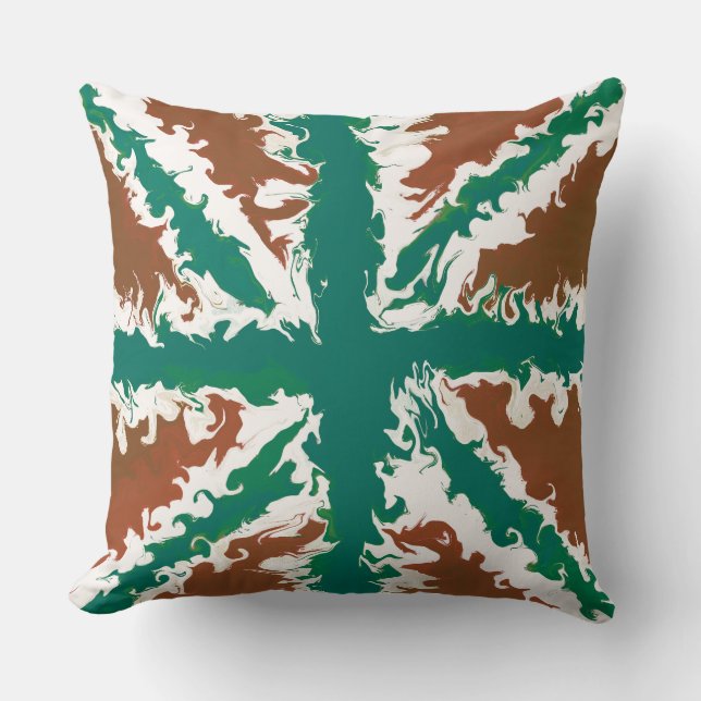 Coussin Union Jack Peint Royaume-Uni Art Vert et Décor en  (Recto)