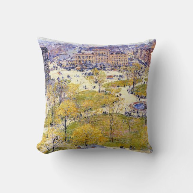Coussin Union Square au printemps par Frederick Childe Has (Recto)