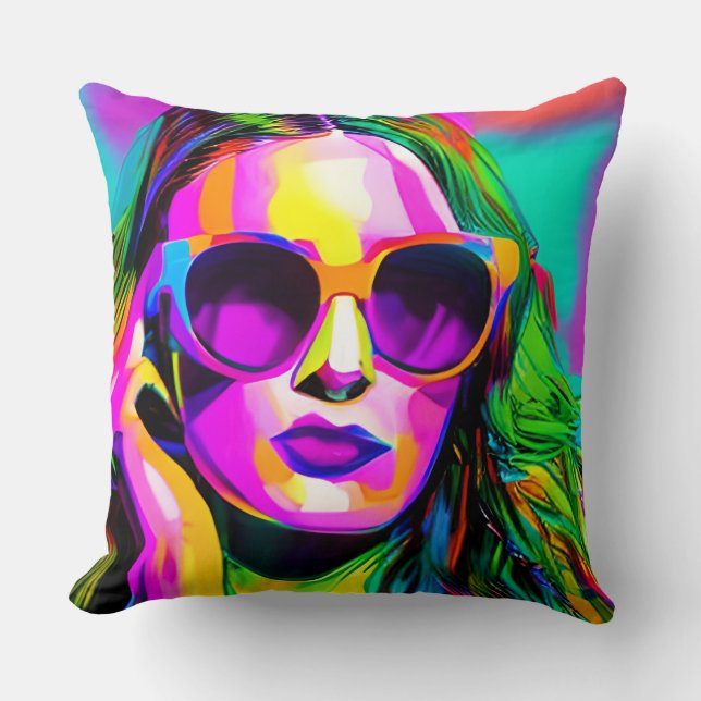 Coussin Unique Dames colorées en Lunettes de soleil Art (Recto)