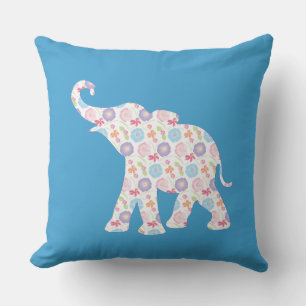 Coussin Unique Eléphant Motif Art Graphic Bleu Moderne