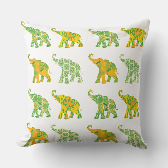 Coussin Unique Eléphant Motif Art Graphique Moderne (Recto)