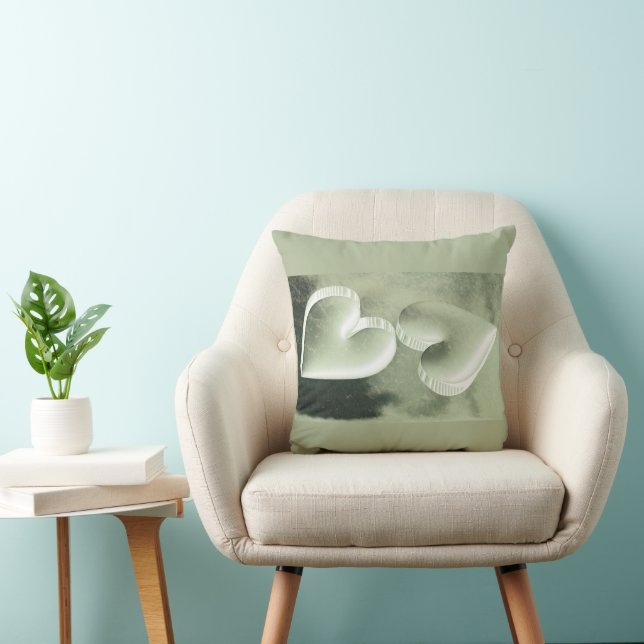 Coussin Unique moderne élégant deux coeurs argent (Chaise)