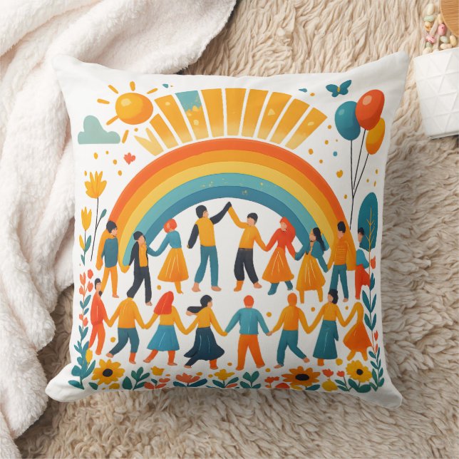 Coussin Unity Rainbow Community Decorative Pillow (Couverture)
