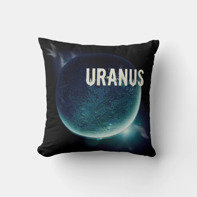 Coussin Uranus bleu planète 3d espace univers illustration (Recto)