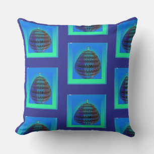 Coussin Urne décorative bleue