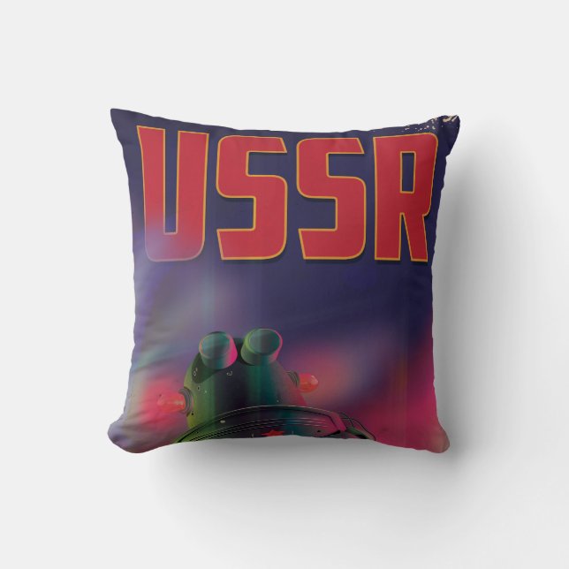 Coussin URSS Russie soviétique dessin animé voyage poster  (Recto)