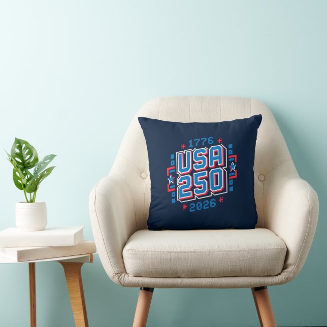 Coussin USA 250 - 1776 à 2026 Pixel Art (Chaise)