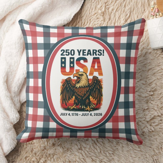 Coussin USA 250 Years - Patriotic Bald Eagle 4 juillet 202 (Couverture)