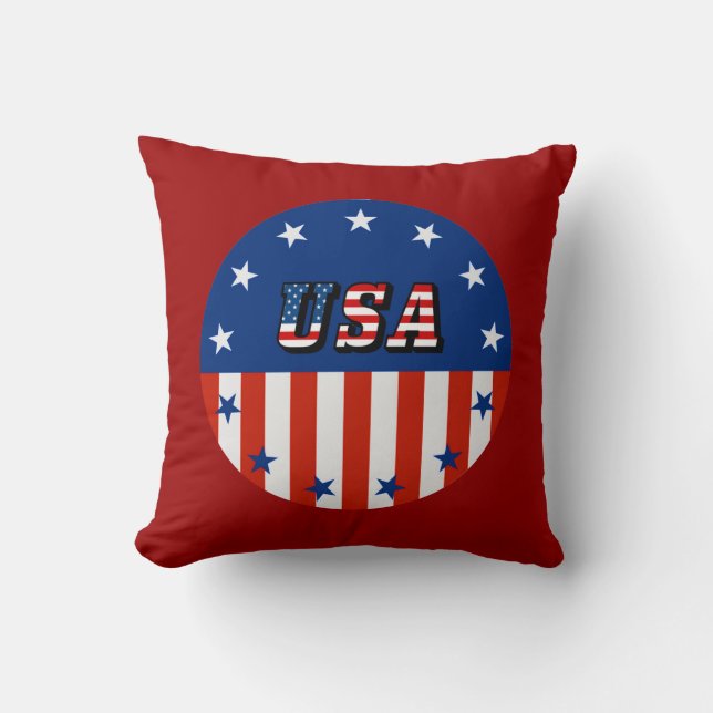 Coussin USA - Drapeau américain et étoiles en cercle (Recto)