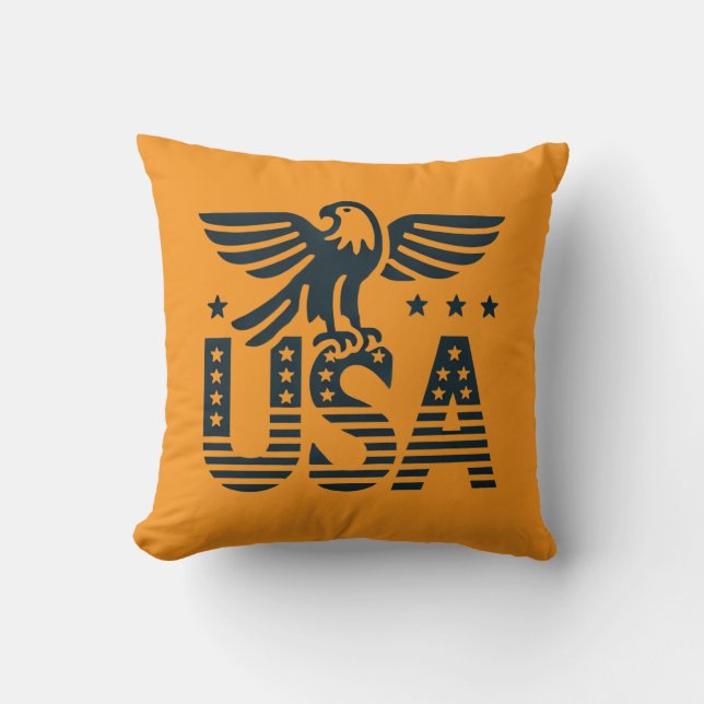 Coussin USA Eagle Patriotic Desig - Style Etoile et Stripe (Recto)