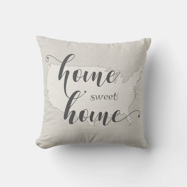Coussin USA - Home Sweet Home burlap look (Recto)